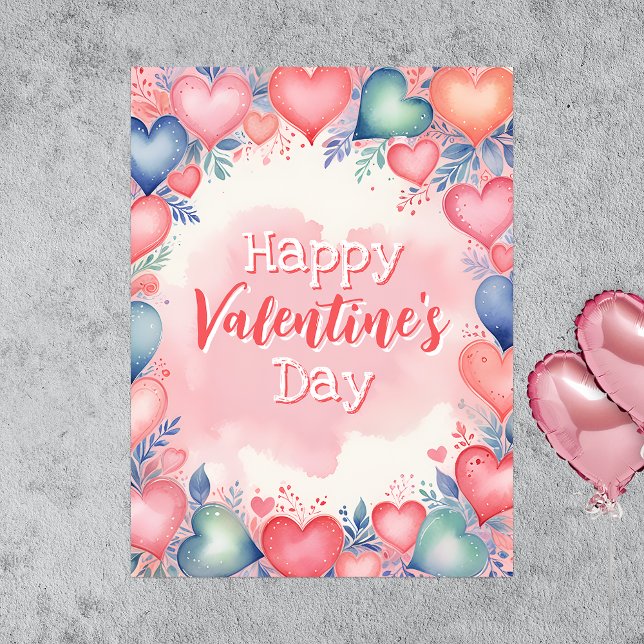 Watercolor Hearts and Floral Valentine's Day Art Poster (Creator Uploaded)
