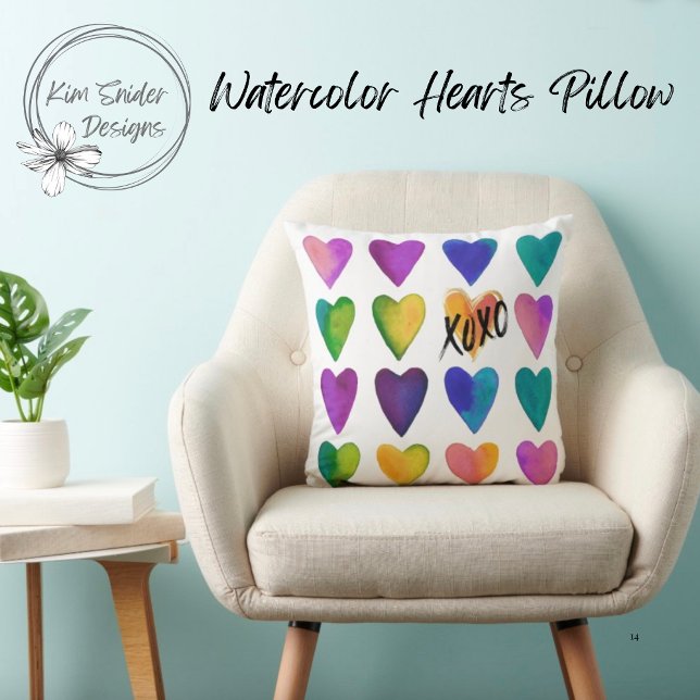 Watercolor Hearts and XOXO Cushion (Creator Uploaded)