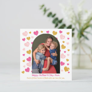 Watercolor Hearts Arch 1 Photo Mother's Day Card