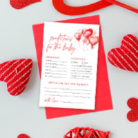 Watercolor Hearts Baby Predictions and Advice Card