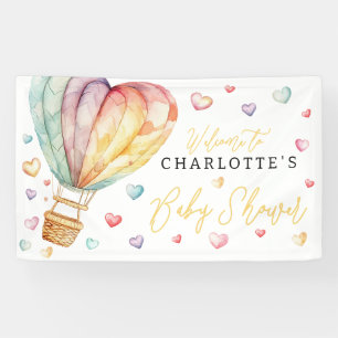 Watercolor Hearts Baby Shower Welcome Sign Banner