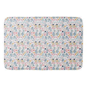 Watercolor hearts bath mat