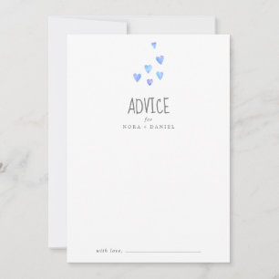 Watercolor Hearts Boy Baby Shower Advice Card
