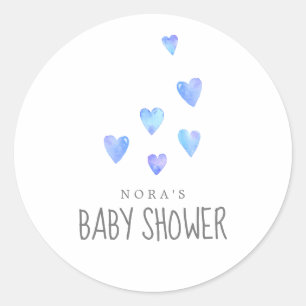 Watercolor Hearts Boy Baby Shower Envelope Seals