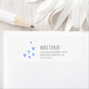 Watercolor Hearts Boy Baby Shower Return Address