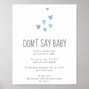 Watercolor Hearts Boy Don't Say Baby Game Sign