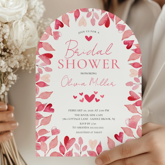 Watercolor Hearts Bridal Shower Invitation (Creator Uploaded)