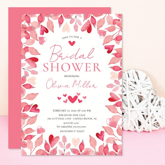 Watercolor Hearts Bridal Shower Invitation (Creator Uploaded)