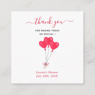 Watercolor Hearts Bridal shower Thank you Enclosure Card
