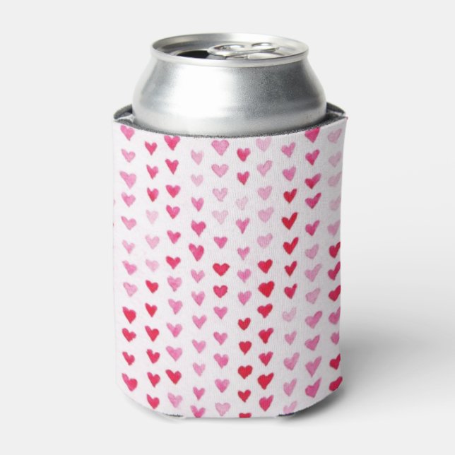 Watercolor Hearts Can Cooler (Can Front)