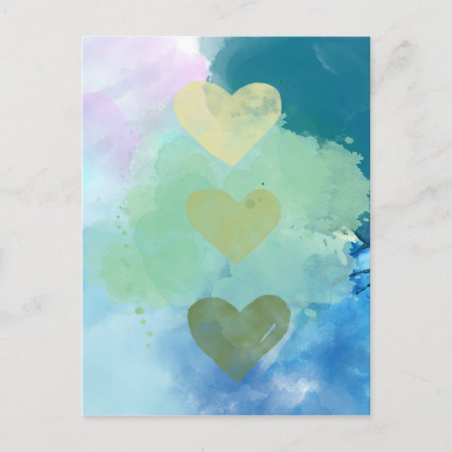 Watercolor Hearts Card (Front)