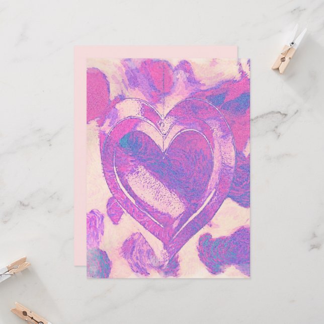 Watercolor hearts card (Front/Back In Situ)
