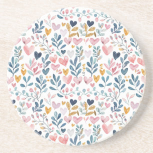 Watercolor hearts coaster