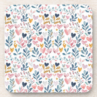 Watercolor hearts coaster