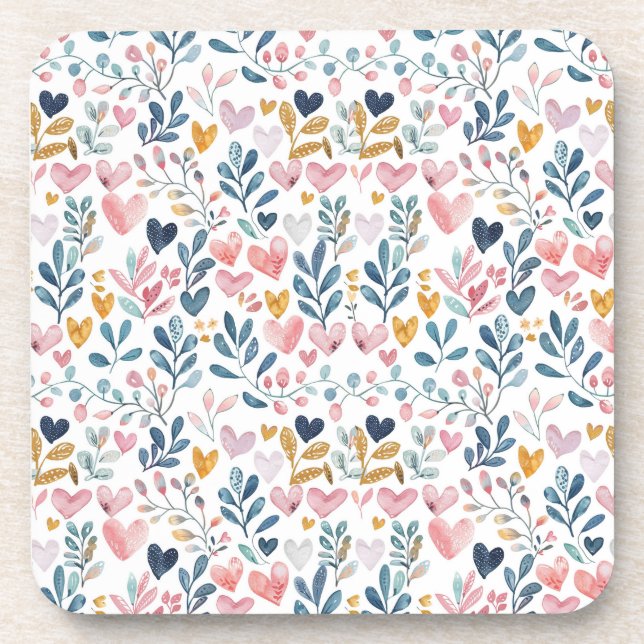 Watercolor hearts coaster (Front)