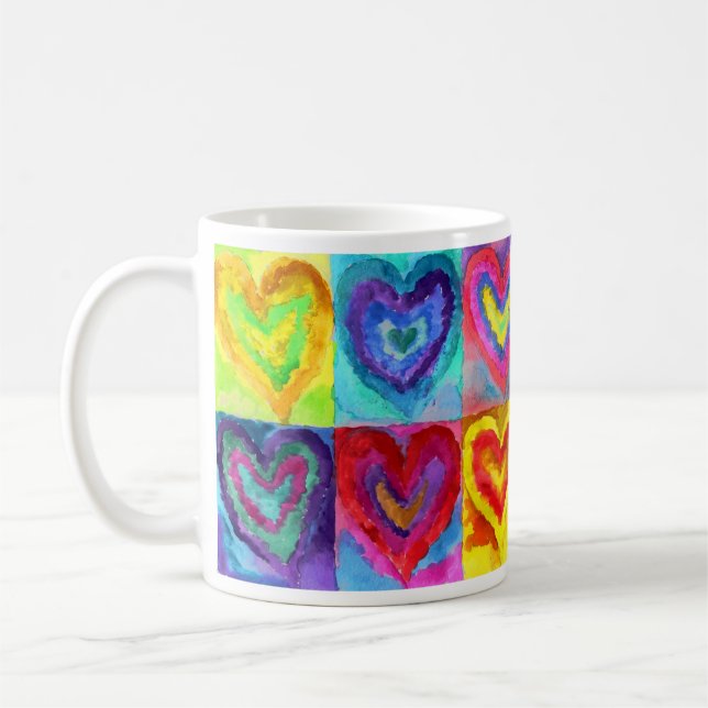 Watercolor Hearts Coffee Mug (Left)