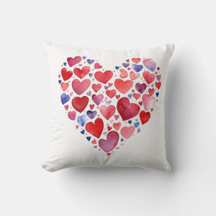 Watercolor Hearts Cushion