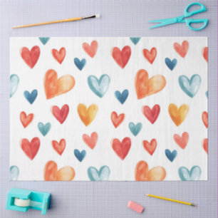 Watercolor Hearts Decoupage Tissue Paper