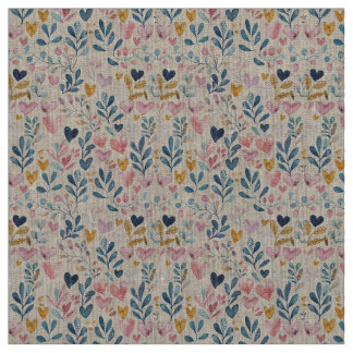 Watercolor hearts fabric