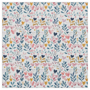 Watercolor hearts fabric