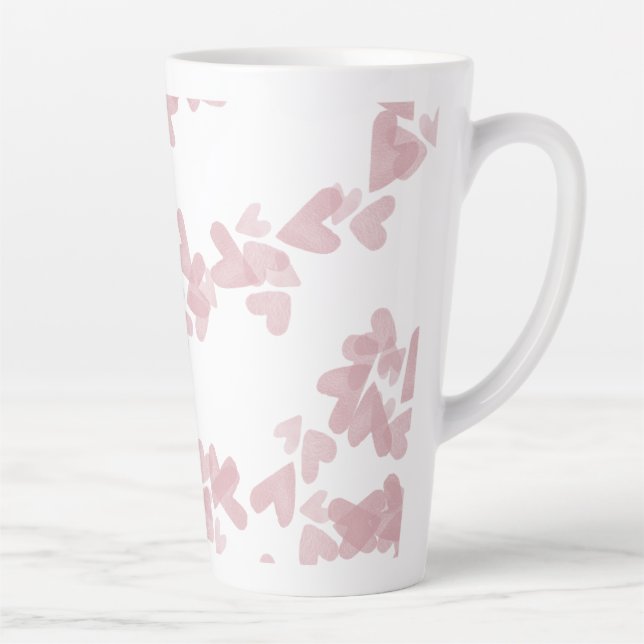 Watercolor Hearts Floating Stamps Pink  Latte Mug (Right)