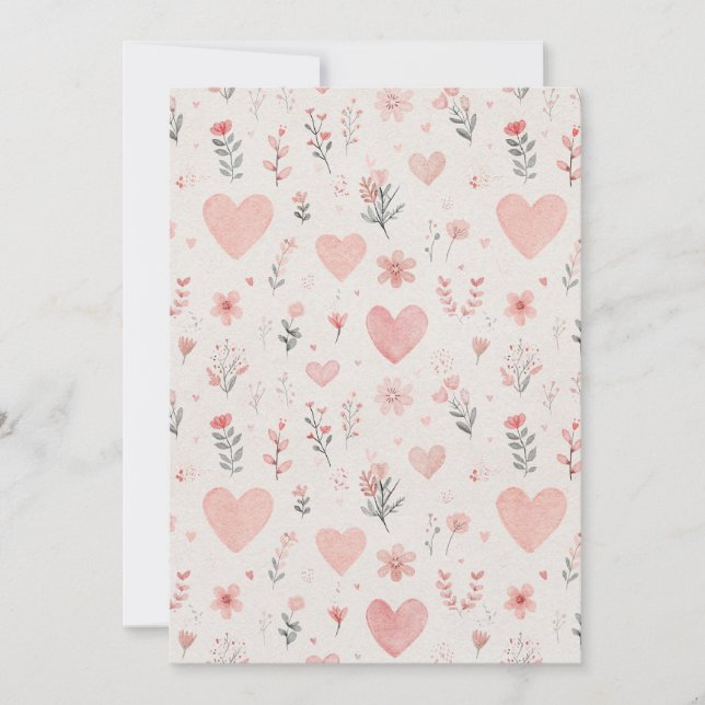 Watercolor Hearts & Florals Invitation (Front)