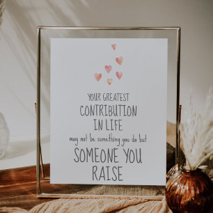 Watercolor Hearts Girl Baby Greatest Contribution Poster