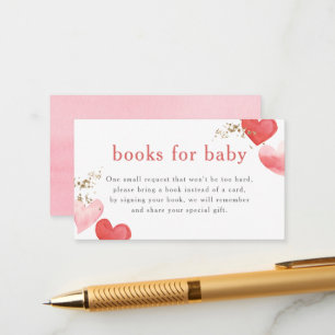 Watercolor Hearts Girl Baby Shower Books For Baby Enclosure Card