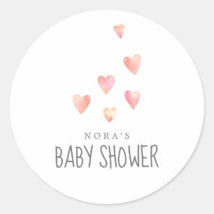 Watercolor Hearts Girl Baby Shower Envelope Seals