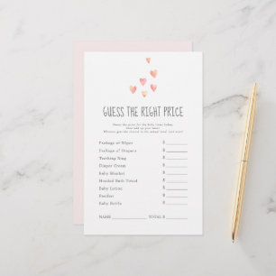 Watercolor Hearts Girl Guess the Right Price Game