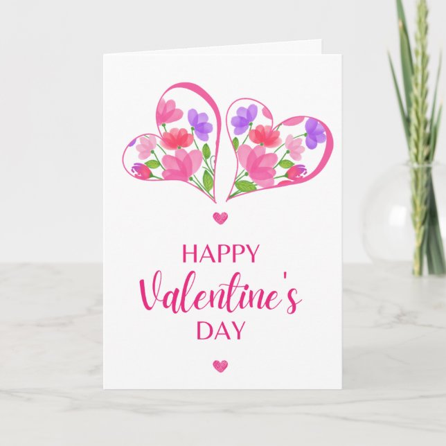 Watercolor Hearts I Love You Romantic Valentine Card (Front)