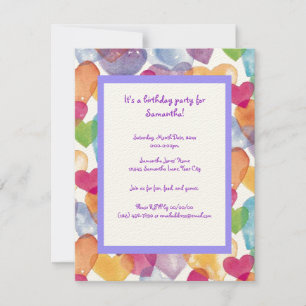 Watercolor Hearts Invitation