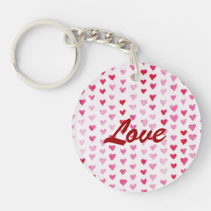 Watercolor Hearts Key Ring