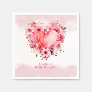 Watercolor Hearts Little Sweetheart Baby Shower Napkin