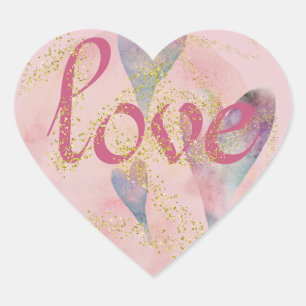 Watercolor Hearts & Love Heart Sticker