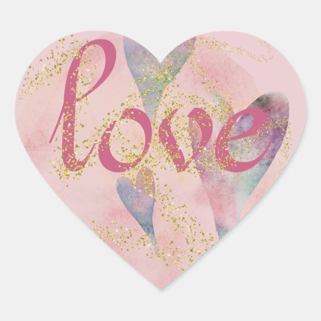 Watercolor Hearts & Love Heart Sticker (Front)
