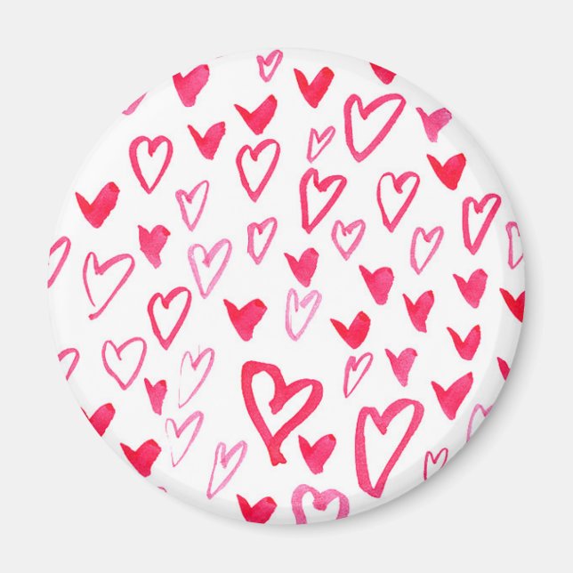 Watercolor Hearts | Love Words Pattern IV Magnet (Front)