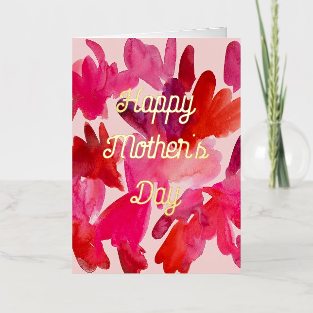 Watercolor hearts Mothers Day Foil Greeting Card (Front)