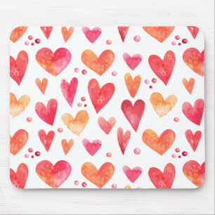 Watercolor HEARTS Mouse Mat