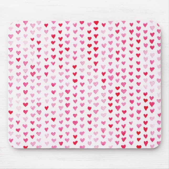 Watercolor Hearts Mouse Mat (Front)