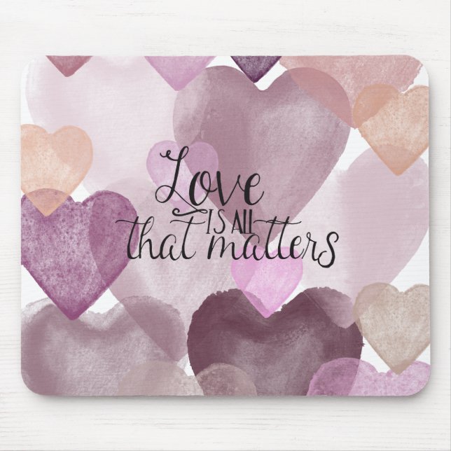 Watercolor Hearts Mouse Mat (Front)