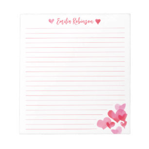 Watercolor Hearts Notepad