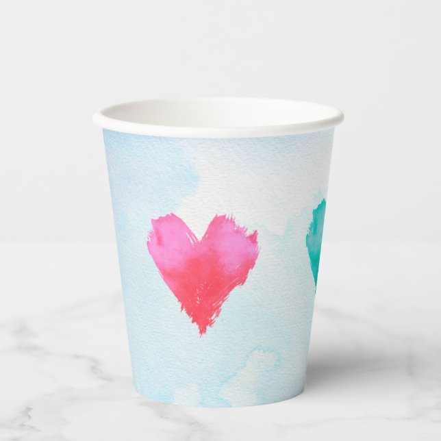 Watercolor Hearts Party Cup (Front)