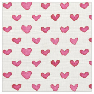 Watercolor Hearts Pattern Fabric