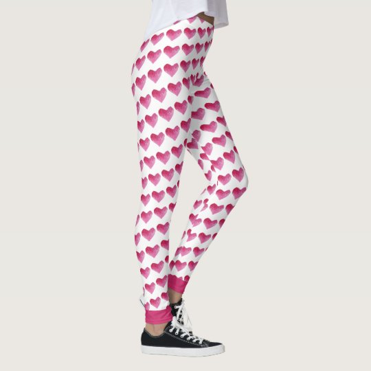 Watercolor Hearts Pattern Leggings | Zazzle.co.uk