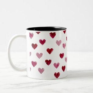 Watercolor Hearts Pattern – Romantic Two-Tone Mug