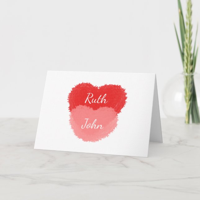 Watercolor Hearts Personalised Valentines Day Card (Front)