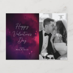 Watercolor Hearts Photo Valentine Holiday Postcard