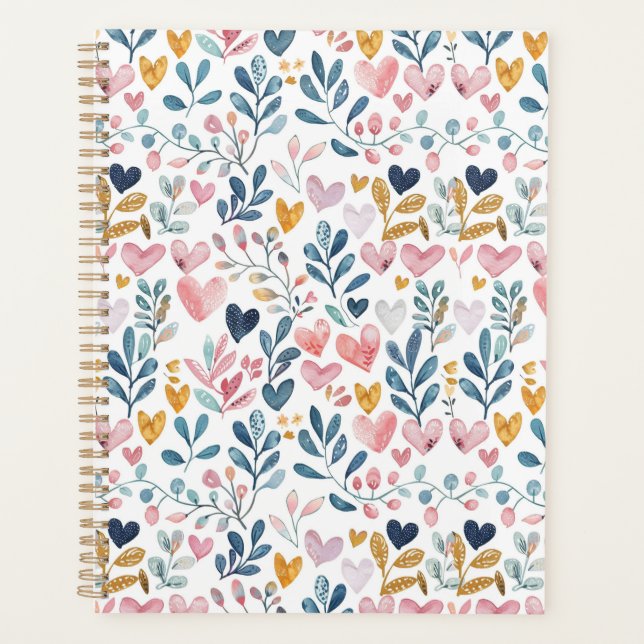 Watercolor hearts planner (Front)