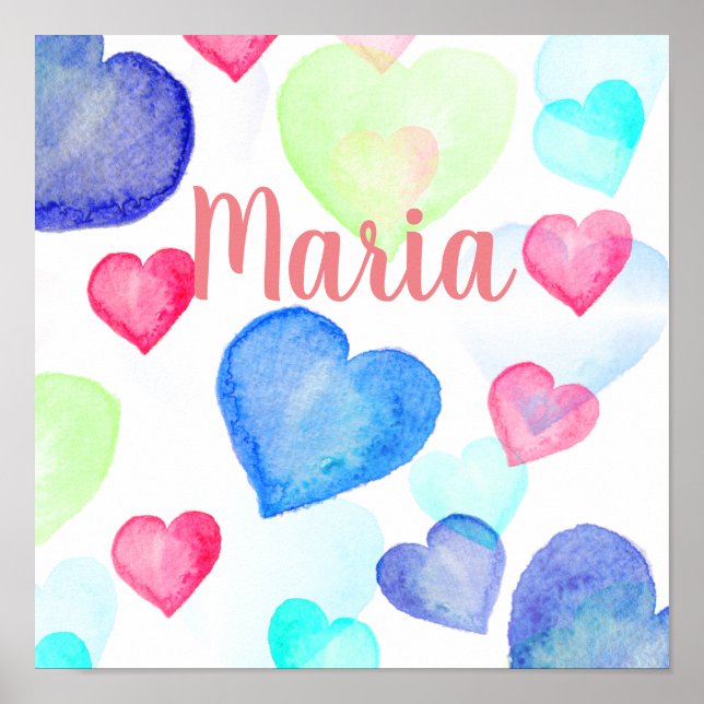 Watercolor Hearts Poster (Front)